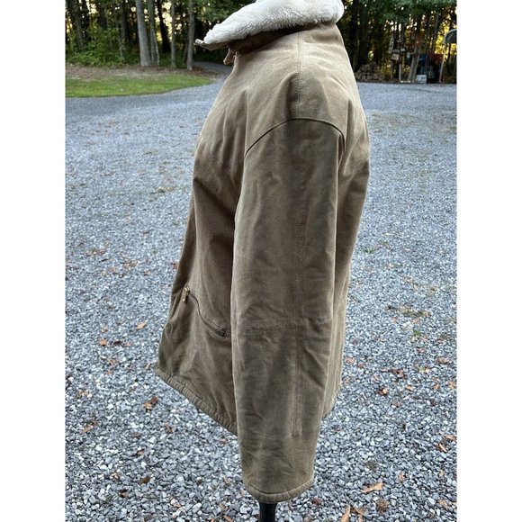 Colebrook Leather Jacket Mens Med Tan Suede Shearling Field Farm Vtg Distressed - Picture 9 of 16
